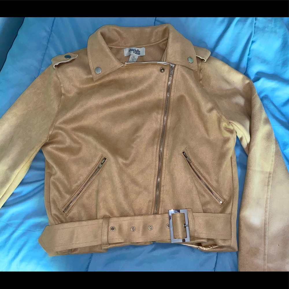 Lightweight suede jacket - cream/tan